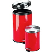 Set of 2 Step Trash Cans, Red