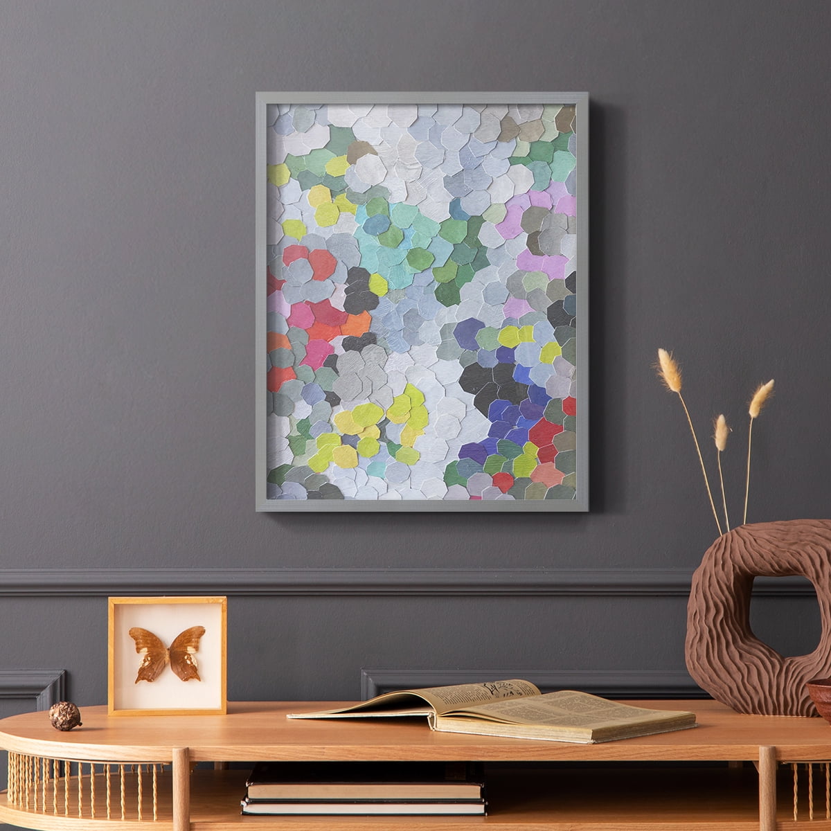 Buckingham Gardens Framed Print in Gray Solid Wood Framed Print No Nail Hanging