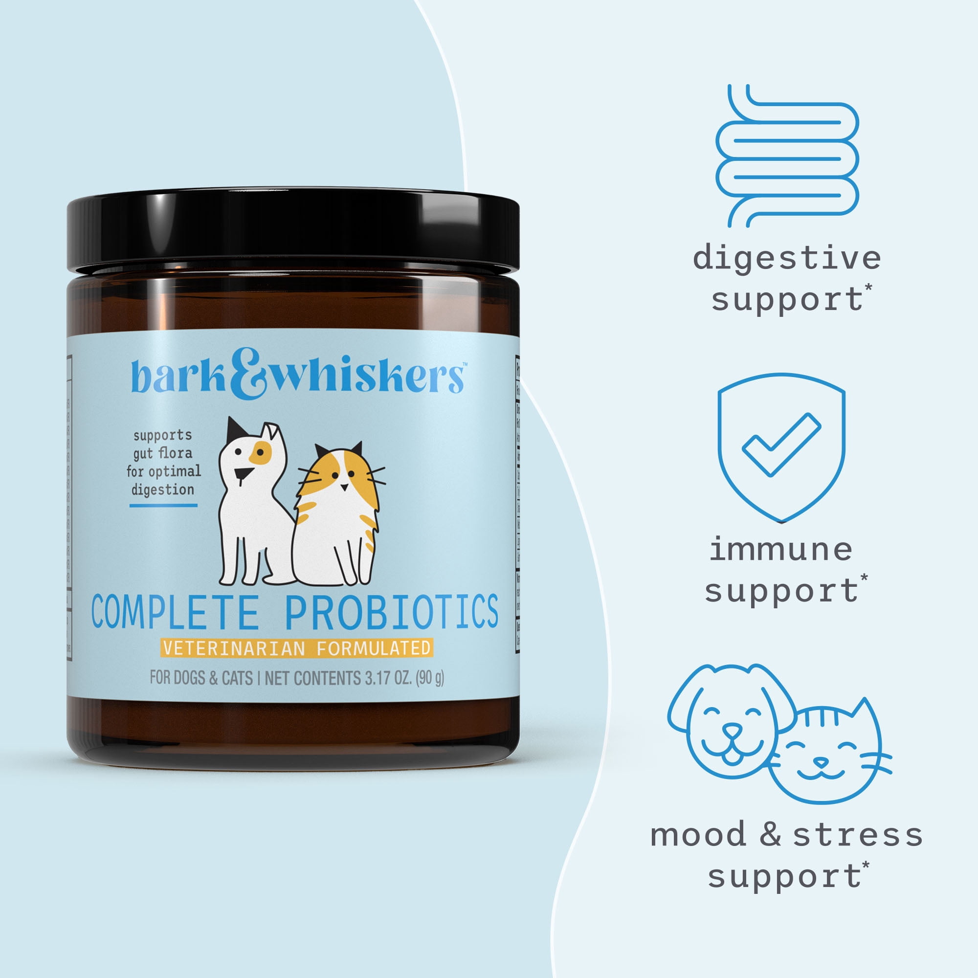 Dr. Mercola Bark & Whiskers Complete Probiotics, for Dogs and Cats, 3.17 oz (90 g), Supports Immune Function, Digestive Support, Veterinarian Formulated, Non GMO, Dr. Mercola