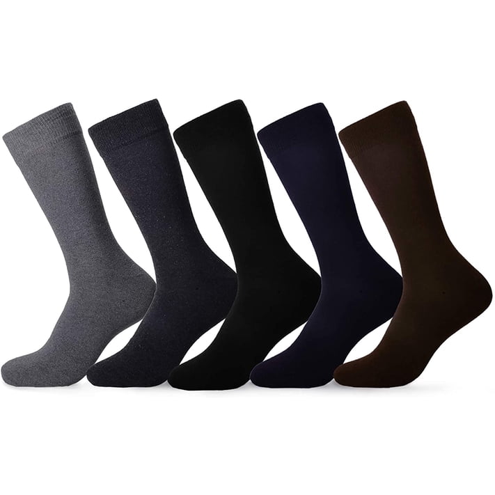 Dress Socks for Men 5 Pack Mens Argyle Black or Solid Premium Cotton