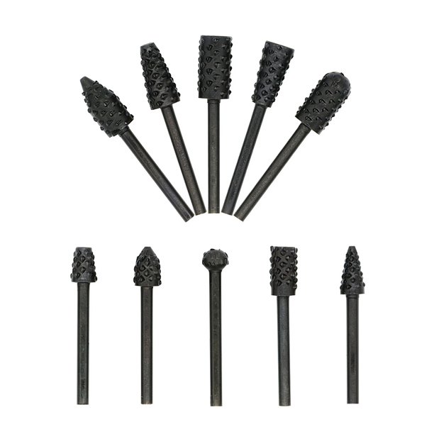 Eigraketly 10 piezas de carpintería HSS limas de escofina rotativas conjunto de escofina de rebabas rotativas 1/4 pulgadas Rotor de vástago limas Herramientas y ferretería Eigraketly TO001984-00