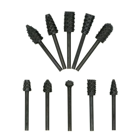 

Jygee 10pcs Woodworking HSS Rotary Rasp Files Rotary Burr Rasp Set 1/4Inch Shank Rotor Craft Files Rasp Burrs Wood Bits Grinding Power Carving Hand Tools