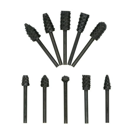 

10pcs Woodworking HSS Rotary Rasp Files Rotary Burr Rasp Set 1/4Inch Shank Rotor Craft Files Rasp Burrs Wood Bits Grinding Power Carving Hand Tools