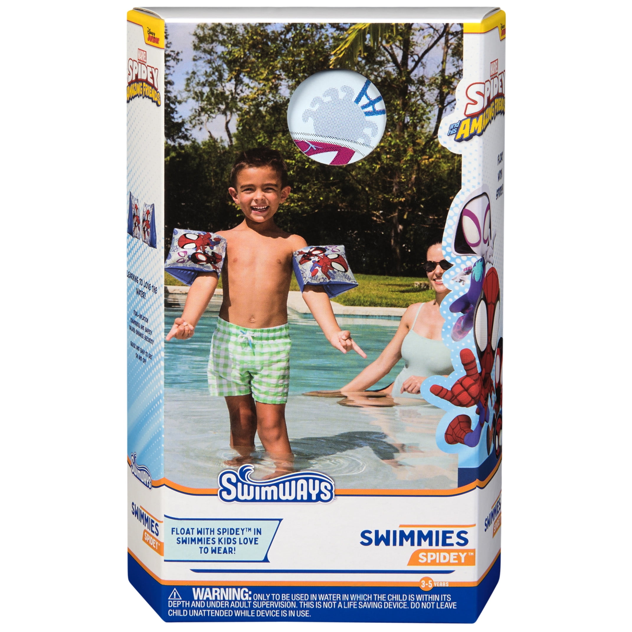 SwimWays Spider-Man Soft Swimmies, Kids Water Wings, Ages 3-5 Years