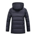 thumbnail image 2 of gbyLJF Men's Mid-long Down Jacket Solid Color Long Sleeve Hooded Puffer Jackets Winter Thickened Zip Up Outwear Coats, 2 of 3