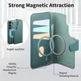thumbnail image 5 of Detachable Wallet Case for Samsung Galaxy S25 Ultra with RFID Blocking Card Holder, Premium PU Leather Magnetic Stand Shockproof Removable Flip Protective Cover with Wristband, Green, 5 of 14