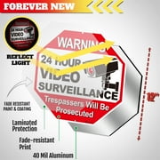 ANLEY 24 Hour Video Surveillance Aluminum Warning Sign, Trespassers Will Be Prosecuted - No Trespassing Security Alert - 12 x 12