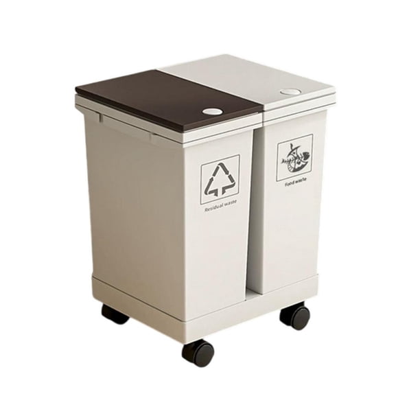 Cubo de basura de cocina con ruedas, contenedor de basura rectangular, impermeable. 40 litros