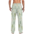 thumbnail image 2 of Frog and Flowers Men's Lightweight Pajama Bottoms Stretch Elastic Waist Side Pockets Spring Fall, 2 of 7