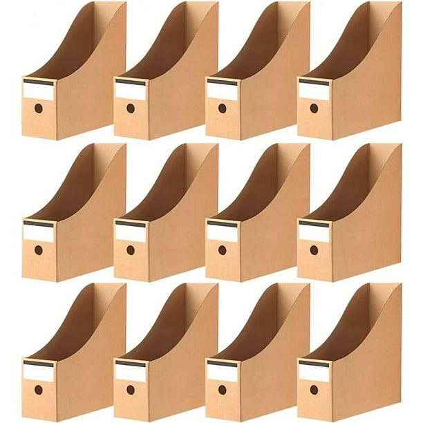 12 Piezas Revistero, 26 cm x 9 cm Revistero de Cartón Kraft Caja de Almacenamiento de Documentos de Papelería Organizador de Archivos A4 Divisor para Almacenamiento Escolar en el Hogar