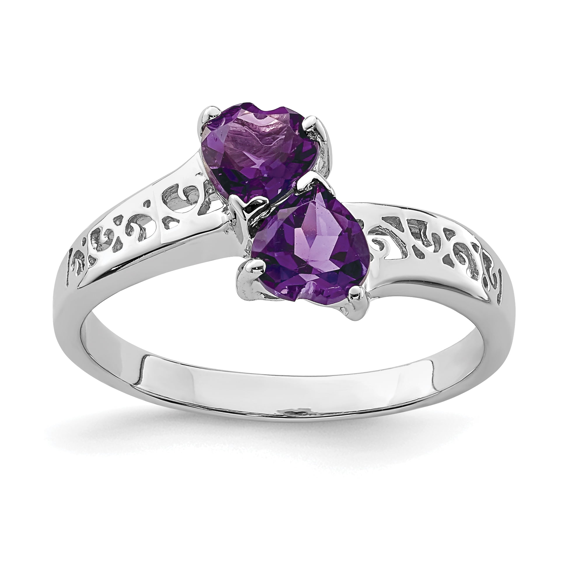 MoAndy Jewelry Silver Plated Ring for Wedding Bridal Women Heart Gem Stone