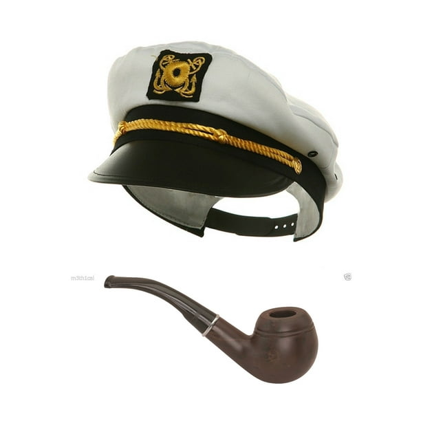 White Sailor Ship Yacht Captain Hat Gentleman Steampunk Pipe Costume