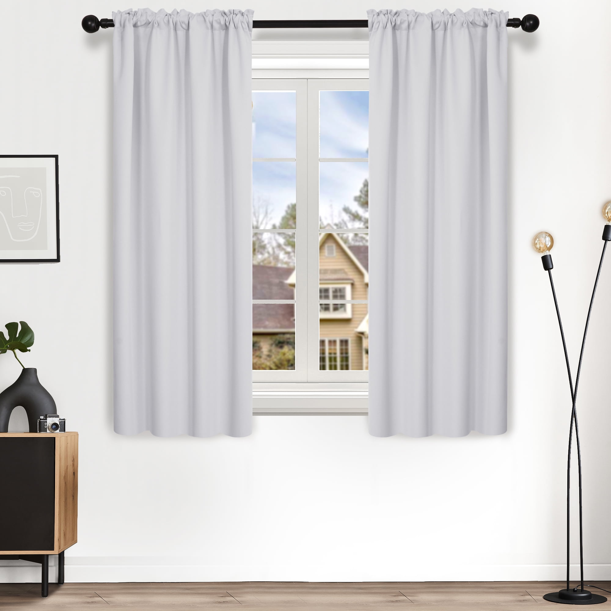 Blackout Rod Pocket Thermal Insulated Room Darkening Window Curtains 2 Panels 
