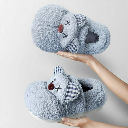 

CoCopeanut Cute Cartoon Animal Shape Plush Warm Household Non-slip Cotton Women Slippers Home Boots Winter Couple Cotton Shoes Leisure Men