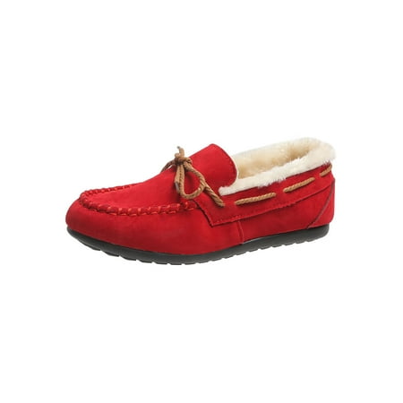 

Rotosw Women Plush Warm Slipper Loafer Lace Up Fashion Casual Shoes Anti Skid Flat Resistant