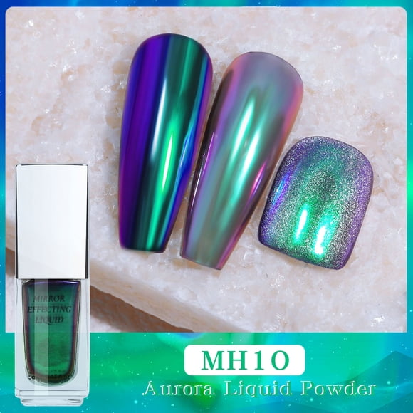 Fiudx Potenciador Esmalte de Uñas, Polvo Líquido de Espejo de Alto Brillo, Herramienta de Fácil Aplicación para Manicura, Gel Compatible Versátiles, Uso Doméstico, Ideal para Principiantes, 5 Ml