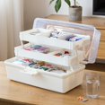 thumbnail image 1 of Portable Empty First Aid Box, Clear 2-Tray Plastic Medication Storage Box for Home with Divider Inserts and Handle, White, 1 of 1