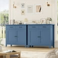 thumbnail image 4 of Homfa Kitchen Storage Cabinet, Farmhouse Buffet Sideboard with 2 Drawers and 2 Doors, Entryway Cabinet Coffee Bar for Dining Room Living Room, Blue, 4 of 8