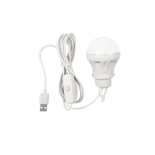 Naiovety Bombilla USB, luz LED para acampar con botón de interruptor, 5V, libro pequeño, de estudiante, luces nocturnas, lámpara de Iluminación y accesorios 2.4 M con interruptor