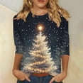 thumbnail image 2 of Gamivast Christmas Womens Shirts Plus Size Trees Snowflake Printed 3/4 Sleeve T-Shirt Winter Fashion Cute Graphic Crew Neck Casual Tunics Tops Xmas Holiday Outfits, 2 of 8
