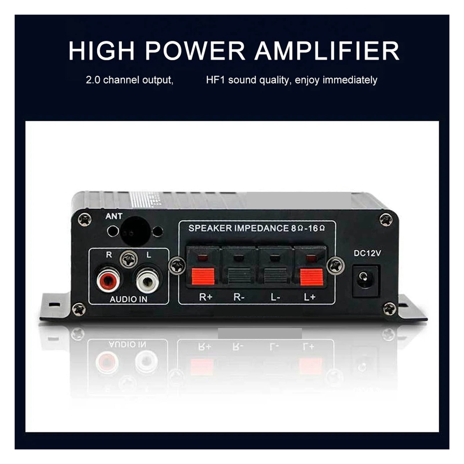 12V Bluetooth Amplifier 2.0 Channel Output HIFI Mini Amp High Bass Sound Amp