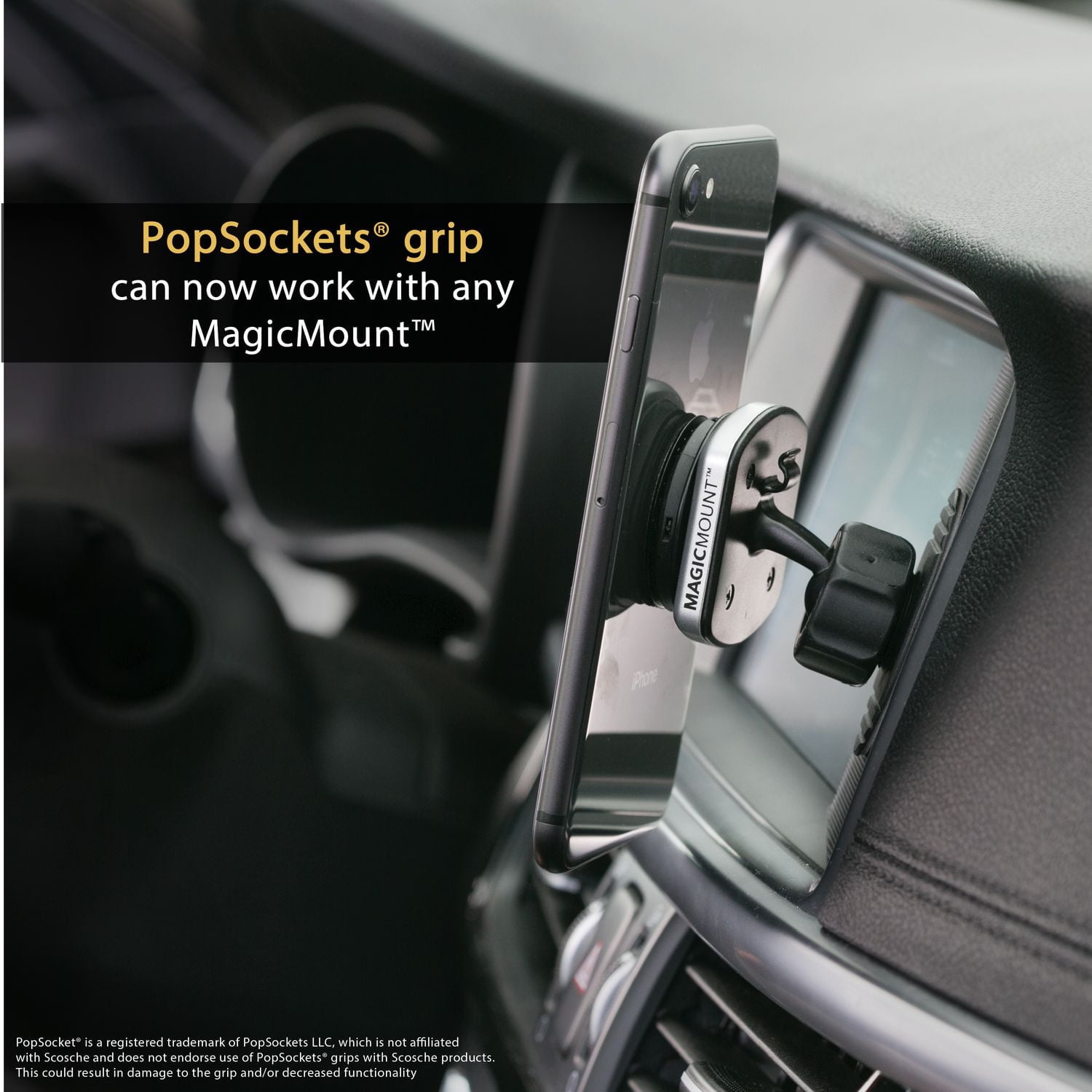 "Scosche MagicMount™ Pro Dash <br>Magnetic Dash Mount and the MagicPlates™ compatible with the PopSockets® Grip"