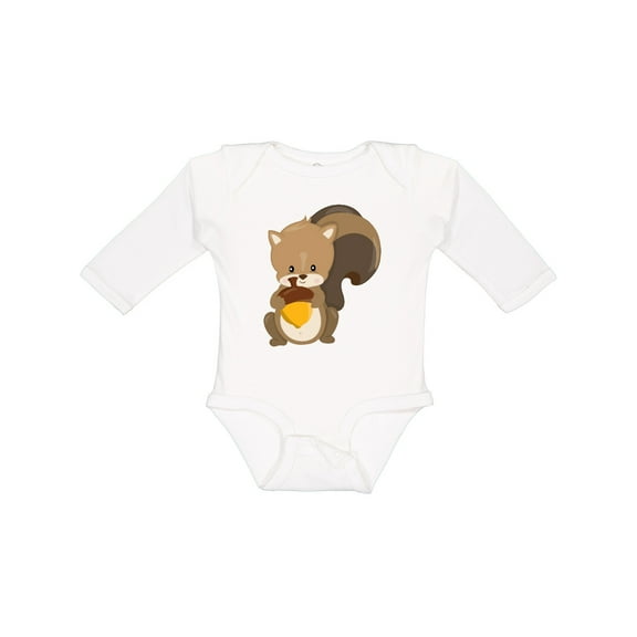Inktastic Cute Woodland Animal Squirrel Boys or Girls Long Sleeve Baby Bodysuit
