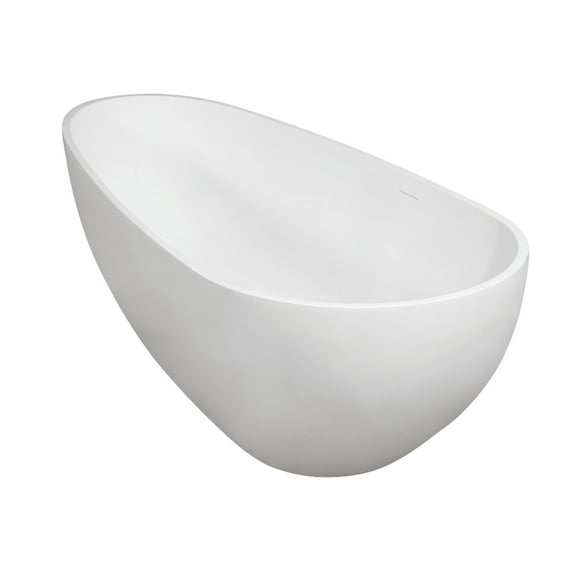 Kingston Brass VRTOV713422 72" Solid Surface Egg Shaped Double Ended Freestanding Tub with Drain, Glossy White/Matte White