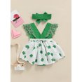 thumbnail image 4 of Kiapeise Toddler Baby Girl Suspender Romper Dress Infant Girl St. Patrick Day Outfit Newborn Girl Clover Bodysuit, 4 of 9