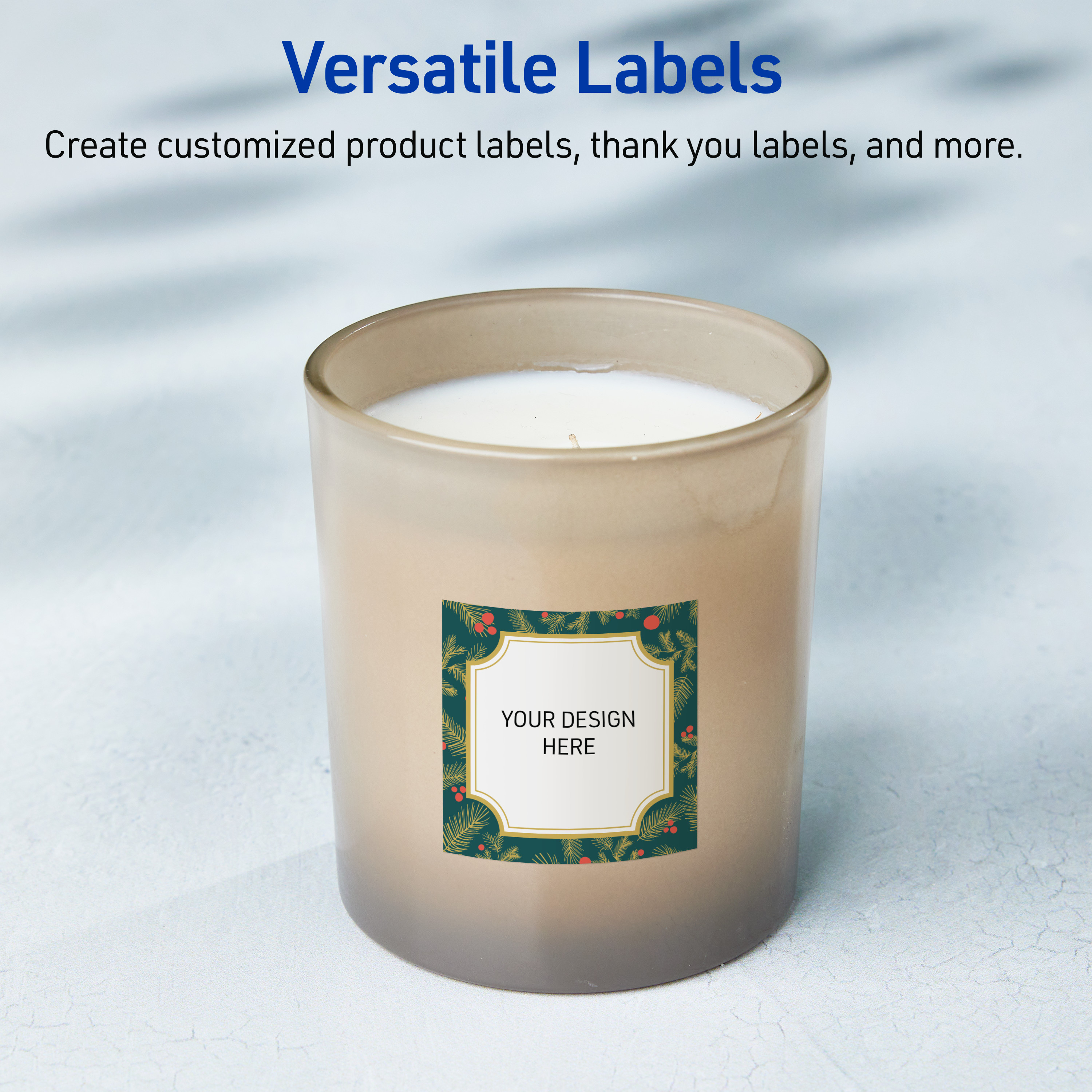 Avery Labels, 3" x 3", Matte White, Teal & Metallic Gold Frame