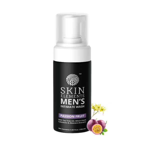 Skin Elements Intimate Wash for Men with Passion Fruit (4.05 Fl Oz) | pH Balanced Foaming Wash | Controls Bad Odor and Soothes Intimate Skin
