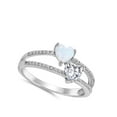 thumbnail image 4 of CHOOSE YOUR COLOR Clear CZ White Simulated Opal Heart Promise Ring .925 Sterling Silver Band Female Size 8, 4 of 4