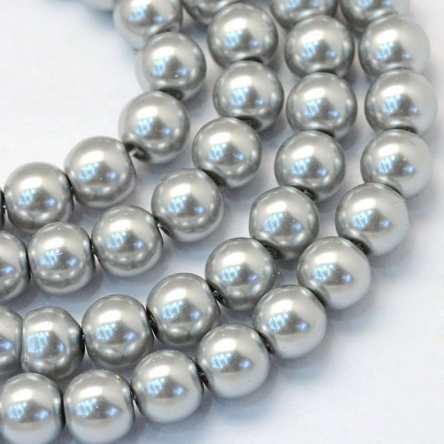 Baking Painted Pearlized Glass Pearl Round Bead Strands Dark Gray 8~9mm Hole: 1mm about 105pcs/strand 31.4 inch