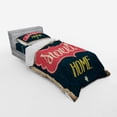 thumbnail image 3 of Saying Duvet Cover Set, Weathered Looking Retro Sixties Style Sign Image with Motivational Phrase, Bedding Set with Shams and Fitted Sheet, 3 Sizes, by Ambesonne, 3 of 3