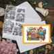 thumbnail image 3 of Sellos transparentes de silicona con diseño retro de casa de setas, flores y plantas., 3 of 9