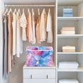 thumbnail image 4 of Yayeee Collapsible Cube Storage Bin with Lid Fabric Closet Decorative Basket with Handles, Watercolor Blue Marble Pattern, 4 of 7