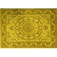 thumbnail image 1 of Ahgly Company Machine Washable Indoor Rectangle Medallion Yellow Traditional Area Rugs, 4' x 6', 1 of 4