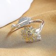 thumbnail image 4 of Bague en Argent Sterling Tu Es Mon Soleil Tournesol Cz Cœur Réglable, 4 of 5