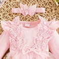 thumbnail image 5 of Xyant Baby Girl Romper Dress Embroidery Lace Flowers Baby Dress Romper Fall Winter Festival Clothes with Headband (Pink,12-18 Months), 5 of 5