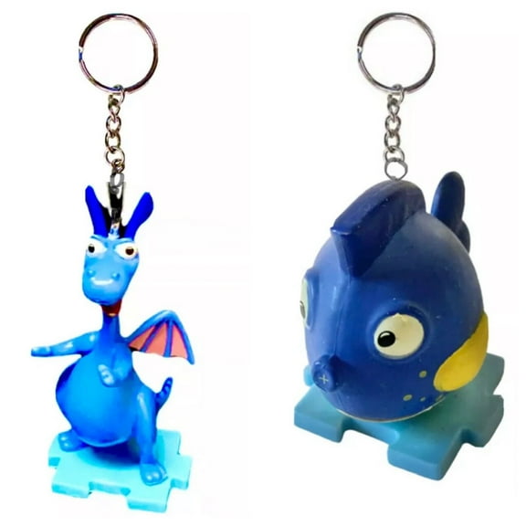 Stuffy Dragon & Squeakers Fish PVC Key Ring Keychain Figure Ornament Charm Doc