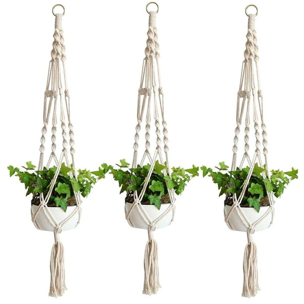 3Pack Macrame Plant Hanger Indoor Outdoor Wall Hanging Planter Basket