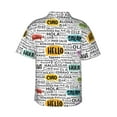 thumbnail image 3 of Balery Hello Print Men's Hawaiian Shirts Short Sleeve Beach Shirt Relaxed Fit Vacation Button Down Shirts-3X-Large, 3 of 9