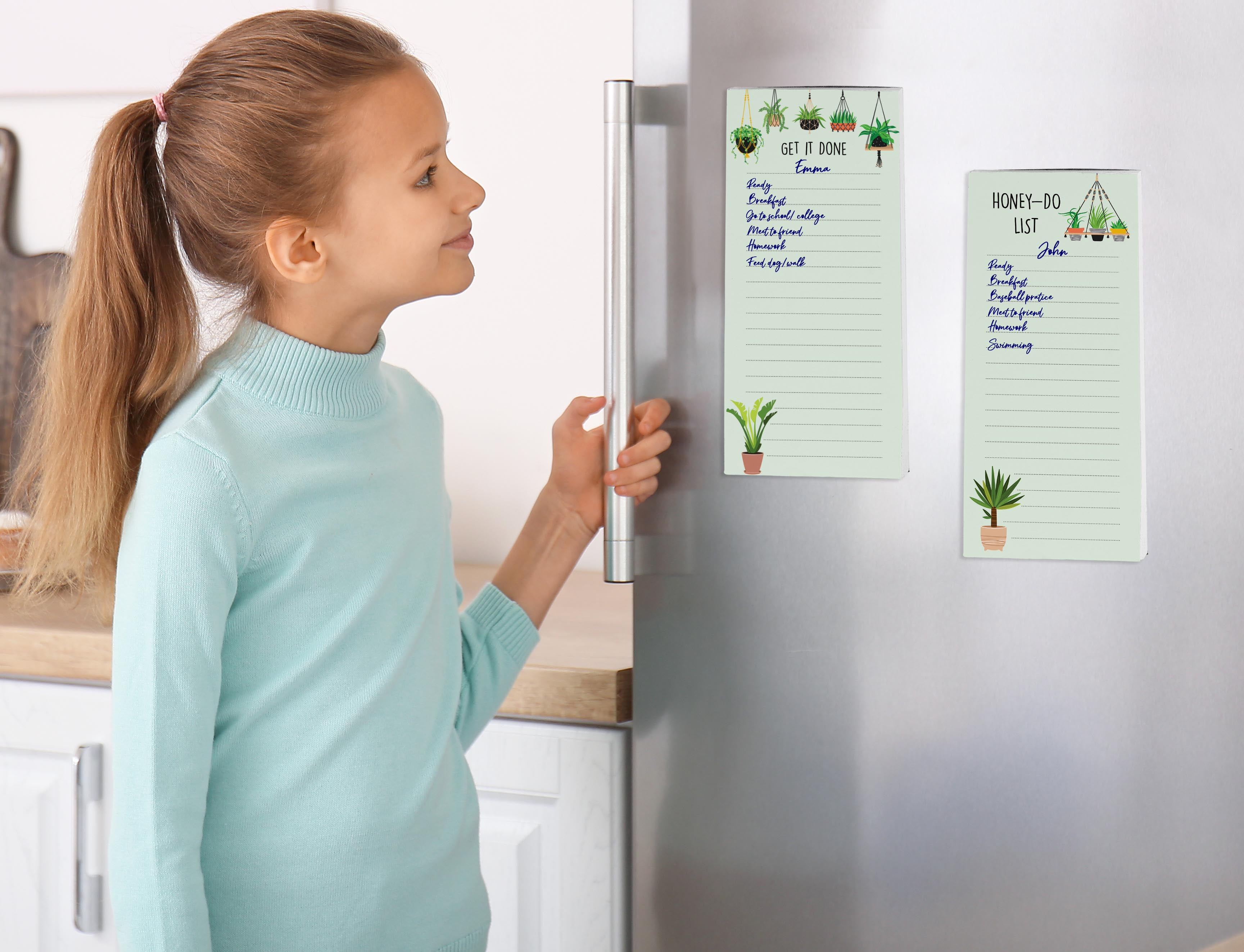 Inkdotpot Pack of 3 Magnetic Fridge To-Do List Notepads- Magnetic Memo Pads For Refrigerator-(50 Sheets Each)-HZ