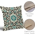 thumbnail image 4 of Black Teal Boho Pillow Covers 18 X Inch Bohemian Ethnic Carpet Style Vintage Flower Print Decorative Throw Pillows Outdoor Linen Square Cushion Case Farmhouse Decor Set of 2, 4 of 6