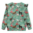 thumbnail image 6 of Xoenoiee Horse Floral Print Girls Ruffle Sweatshirt Long Sleeve Shirts Sweaters Kids Crewneck Tee Tops Casual Cute Fall Clothes, Size 4-5 Years, 6 of 7