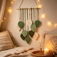 thumbnail image 5 of Hand Woven Cotton Rope Leaf Macrame Wall Hanging, Wall Hanging Boho Woven Tapestry, Bohemian Leaf Modern Chic Wall Art for Living Room, Bedroom, Apartment(C), 5 of 7