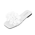 thumbnail image 3 of Flats Sandals for Women, Flat Sandals for Women Dressy, Sandals Women Dressy Summer Flat, Women's 3d Floral Flat Sandals Dressy Square Open Toe Sandals Single Band Casual Slip On Slides, White 7.5, 3 of 7