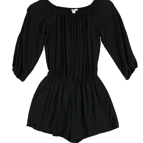 bar III Womens Off-the-Shoulder Romper Jumpsuit, Black, X-Small