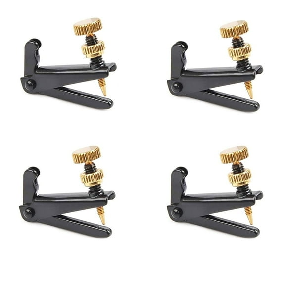 HZCrisp 4 Pack Violin Fine Tuners for 3/4 and 4/4 Violins, Metal String Adjusters, Black and Gold Nickel-Plated, Anti-Rust, Easy to Install, Durable Tailpiece Tuning Accessories