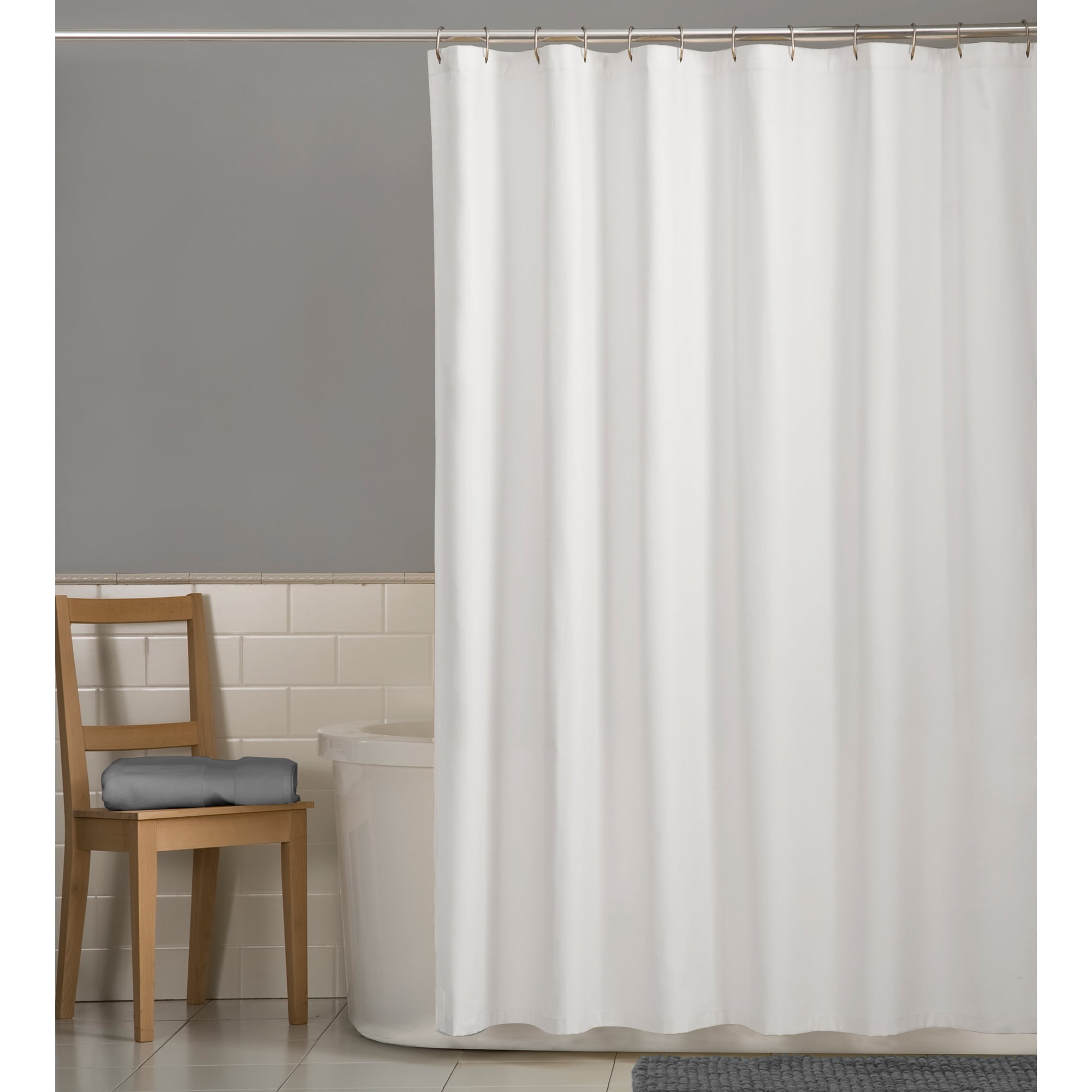 Solitaire Shower Curtain Polyester Waterproof Bathroom White Free Hooks New